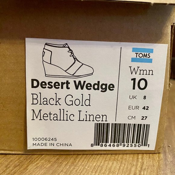 Toms Desert Wedge Metallic Linen Bootie Size 10 - Picture 6 of 10
